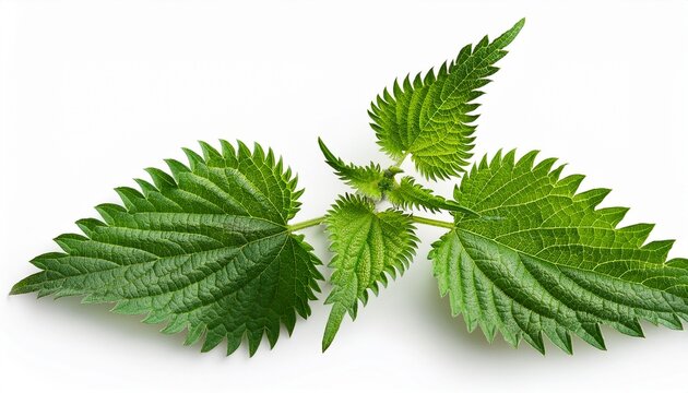 nettle plant overhead view on white background