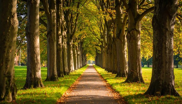 Autumnal tree-lined path