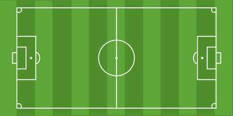 Football field. Soccer ground with green grass texture and frame. Vector illustration