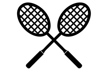 An illustration of various sports equipment, including a tennis racket and ball, a badminton racket with a shuttlecock, and a squash racket, representing different racquet sports