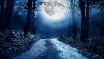 mystical moonlight forest path