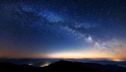 Naklejka premium photorealistic wide shot of starry skies at night with bright stars