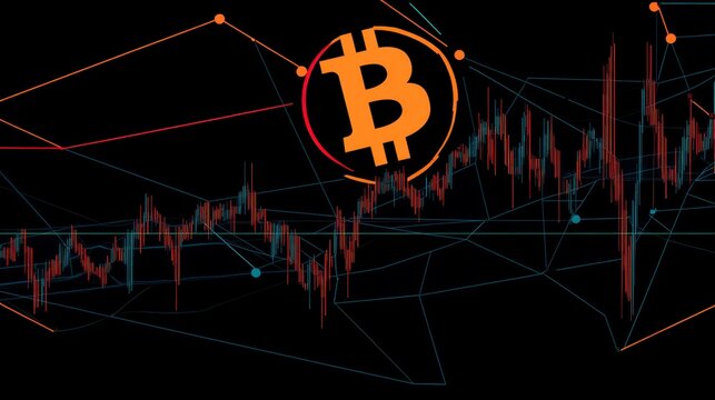 Bitcoin cryptocurrency price chart with network connections.