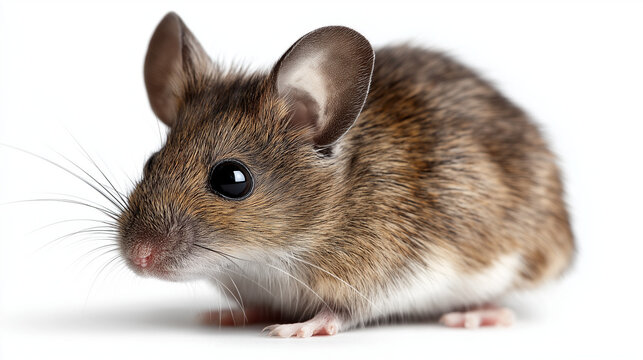 
A mouse isolated on white or transparent png background, small and detailed, perfect for design, educational, or digital projects.