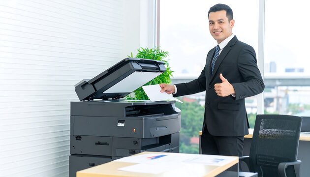 Businessman using a printer