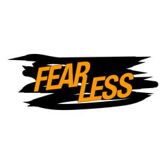 Bold Inspirational Typography Poster with the Word 'Fearless' in Dynamic Black and Yellow Letters
