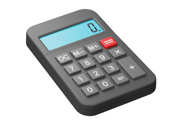 Isolated Gray Electronic Calculator, a device to solve mathematical problems and sums