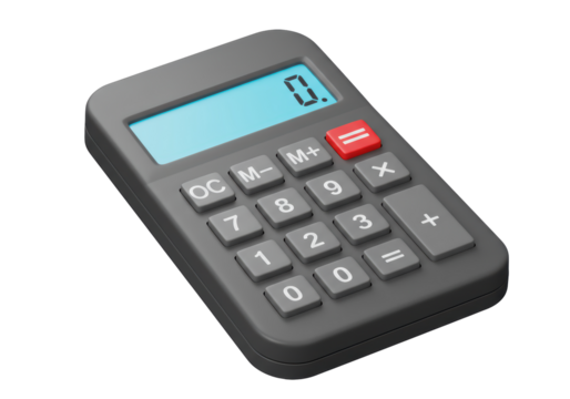 Isolated Gray Electronic Calculator, a device to solve mathematical problems and sums