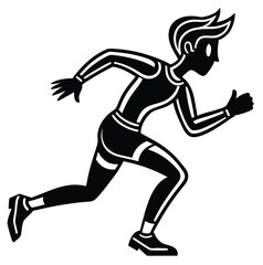 Silhouette vector illustration of a running man athlete in a fitness sprint