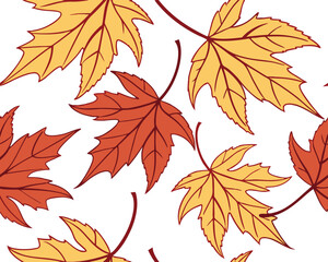 Seamless Autumn Leaf Pattern Background with Warm Colors Perfect for Fall Designs and Thanksgiving Themes