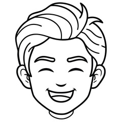 Cartoon portrait of a young man's face with smiling expression