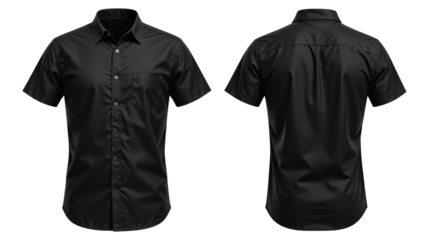 Black T-shirt and polo shirt isolated vector templates for fashion design