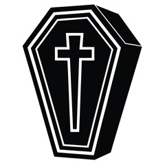Obraz premium coffin cross silhouette vector icon