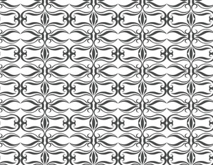 A group of seamless, symmetrical, ornamental designs with abstract shapes.