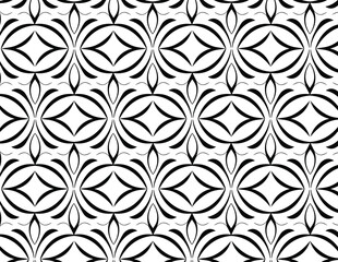 Fototapeta premium Black and white circular pattern featuring intricate geometric designs. 