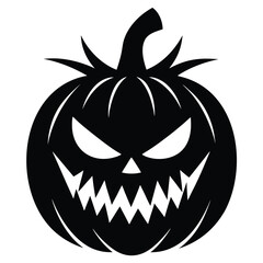 evil pumpkin silhouette vector icon