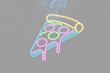 Delicious neon pizza slice illustration perfect for restaurant advertising and food blog graphics