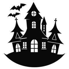 haunted house silhouette vector icon