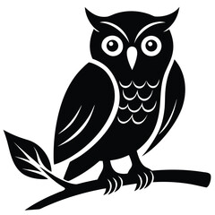 owl on branch silhouette vector icon