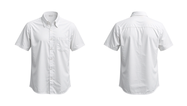 Front and back views of a blank men's polo shirt template with a short sleeve design - Powered by Adobe