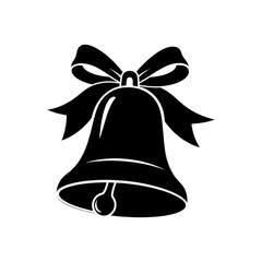 A decorative bell with ribbon isolated on transparent background