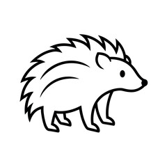 Outline of a Porcupine on White Background