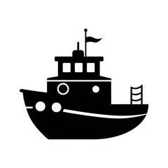 Obraz premium Tugboat Black Silhouette Vector