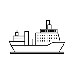 Obraz premium Outline of a Cargo Ship on White Background