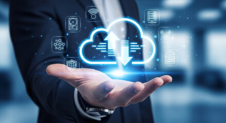 Effortless cloud data management presented in a modern, professional style for innovative technology solutions