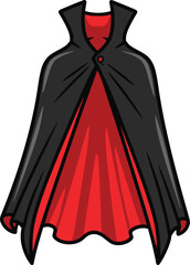 Cartoon style black and red cape perfect for halloween costumes and cosplay fun