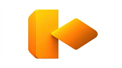 Orange logo, 3D style, forward arrow,  geometric shapes