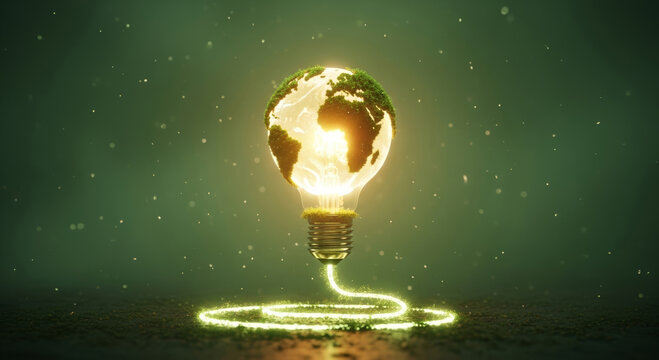 Sustainable world glows with innovative energy solutions for a brighter future and greener planet