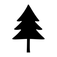 Fototapeta premium Simple black Christmas tree vector art isolated on a white background
