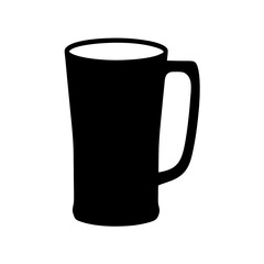 Black silhouette illustration of a beer stein or drinking mug, simple design