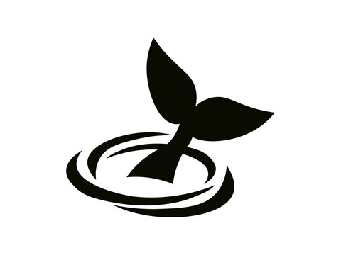 creative fish tail in water symbol