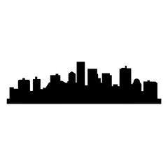 Detailed vector silhouette illustration of a city skyline on a white background