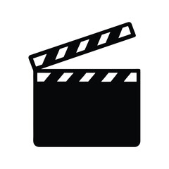 Black and white illustration of a film clapperboard isolated on white background