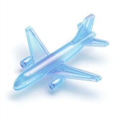 Light-blue, transparent airplane, 3D model