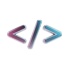 Futuristic neon glowing code brackets symbolizing digital technology and programming