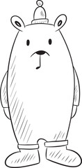 winter bear hand drawn doodle style character. outline simple icon