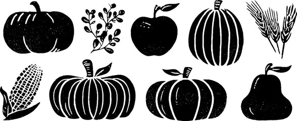 Thanksgiving seamless pattern with pumpkins and harvest elements for seasonal designs