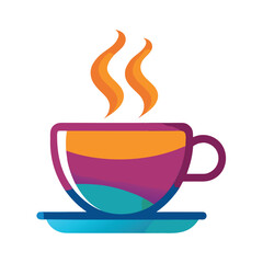 Tea Cup Vector Icon on White Background

