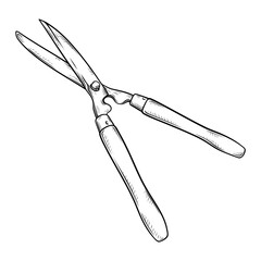 garden shears vector line art drawing illustration