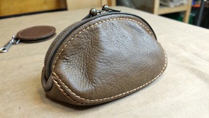 old leather purse