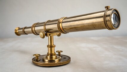 old telescope on a white background