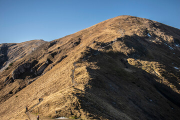 mountain views in autumn on the red peaks