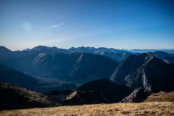 mountain views in autumn on the red peaks