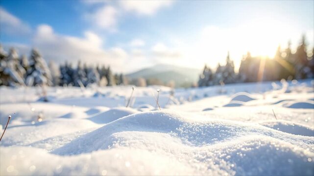 Winter snowscape sunny day