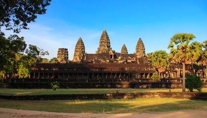Naklejka premium Ancient temple complex under a vibrant sky
