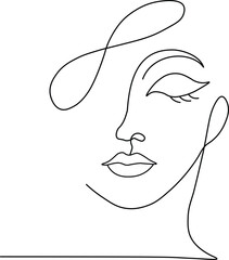 Female face continuous line art